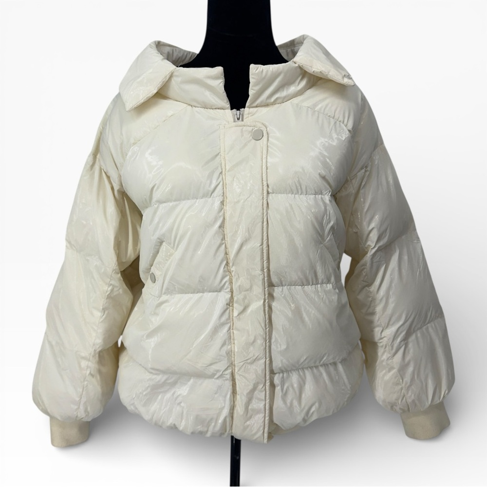 BUBISH White Womens Puffer Jacket Size S/M Full Zip Long Sleeve